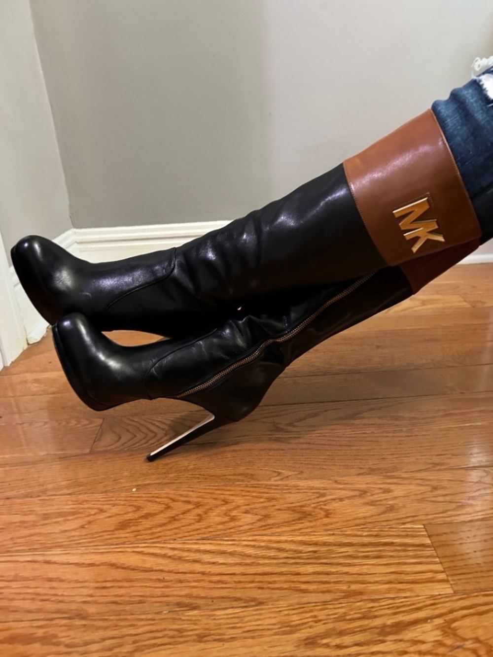 MICHAEL Kors High Heel Leather Knee Boot